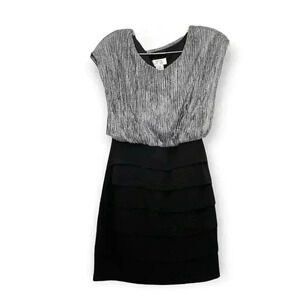 Sweet Storm Women's Metallic Black Cocktail Dress Sz Medium Flowy Top